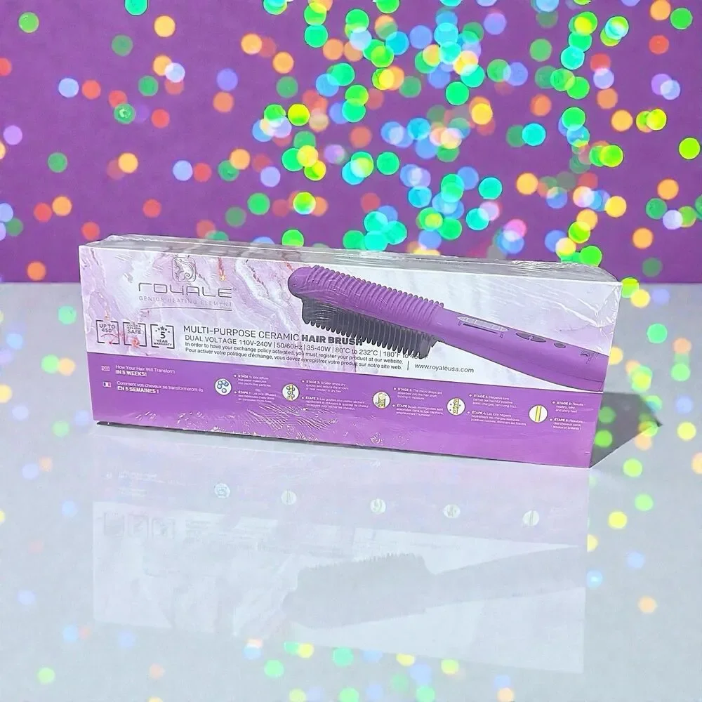 Royale Multi-Purpose Ceramic Hair Brush in Purple/Violet New in Sealed Box